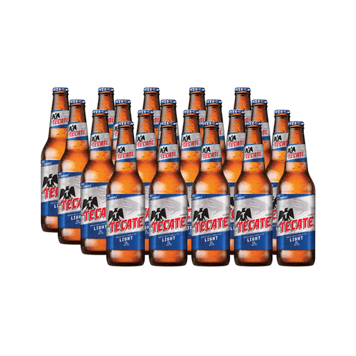 Cerveza Tecate Ligth En Vidrio /20 Botellas /Cuartitos